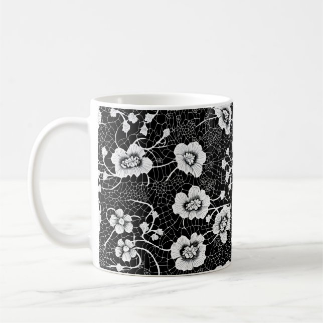 Blommigt Snöre Intricate Mönster Kaffemugg (Vänster)