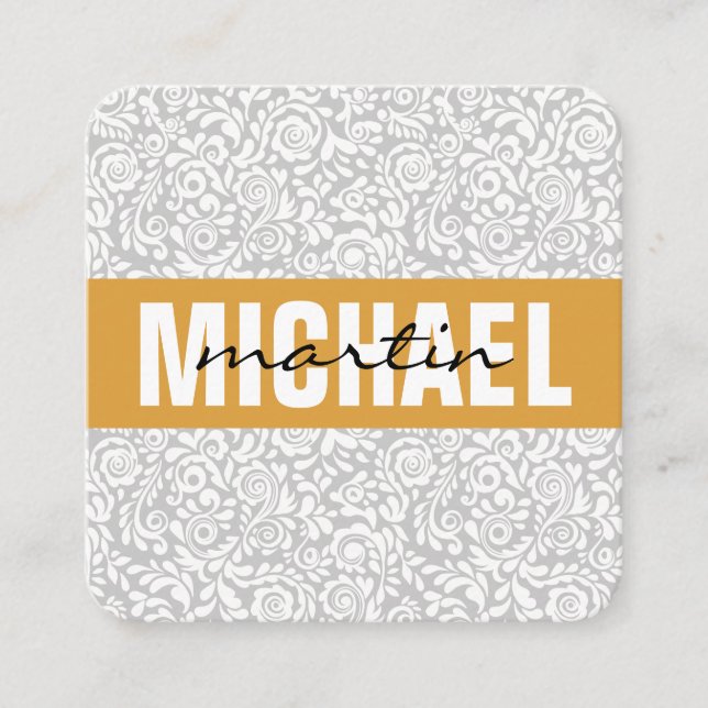 Blommigt Snöre Mönster Fyrkantigt Visitkort (Framsida)