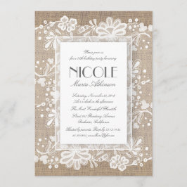 Blommigt Snöre och Burlap Elegant födelsedagsfest Inbjudningar