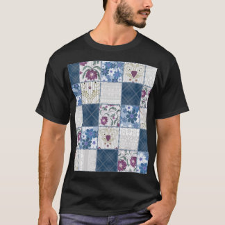 Blommigt Snöre: Patchwork Seamless Background. T Shirt