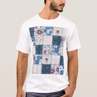 Blommigt Snöre: Patchwork Seamless Background. T Shirt