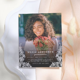 Blommigt Snöre Quinceañera Födelsedagsfest Photo Inbjudan Vykort