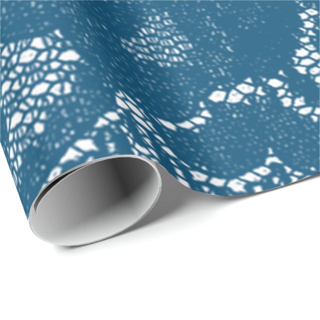 Blommigt Snöre Teal Blue Navy Aquatic Presentpapper (Rullad Hörn)