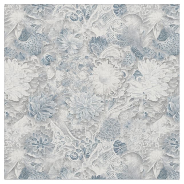 Blommigt Snöre White och Blue mönster Tyg (Närbild)