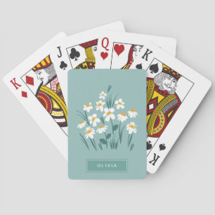 Blommigt snyggt av modern daisy, blå elegant casinokort
