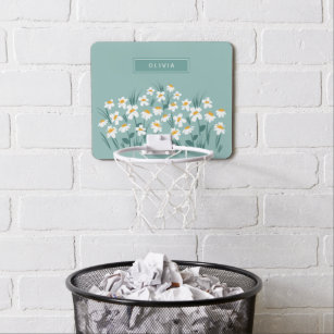 Blommigt snyggt av modern daisy, blå elegant Mini-Basketkorg