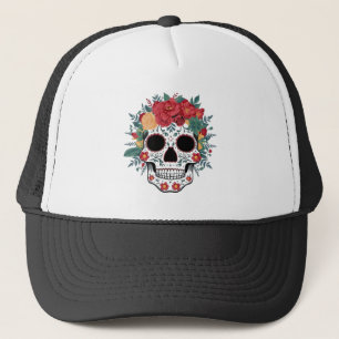 Blommigt Socker Skullhöjd Keps