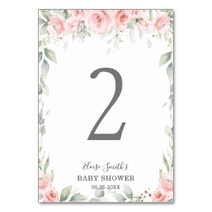 Blommigt Soft Greenery Baby Shower Birthday Bordsnummer