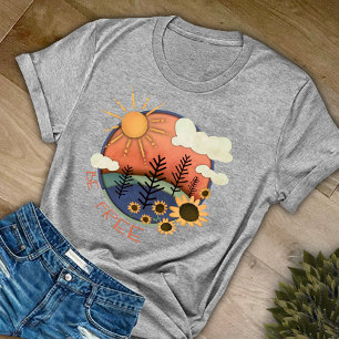 Blommigt Sol Roligt inspirerande att vara fri insp T Shirt