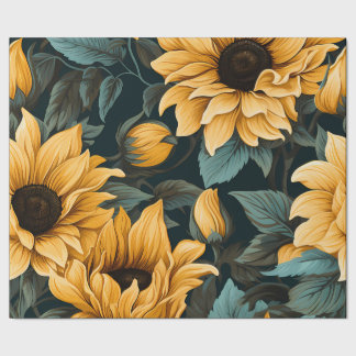 Blommigt Solblommor Bliss: Charming Seamless Mönst Presentpapper