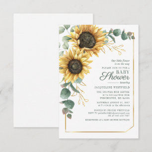 Blommigt Solros Eucalyptus Botanical Baby Shower Inbjudningar