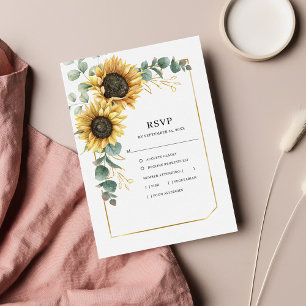 Blommigt Solros Eucalyptus Bröllop OSA Kort