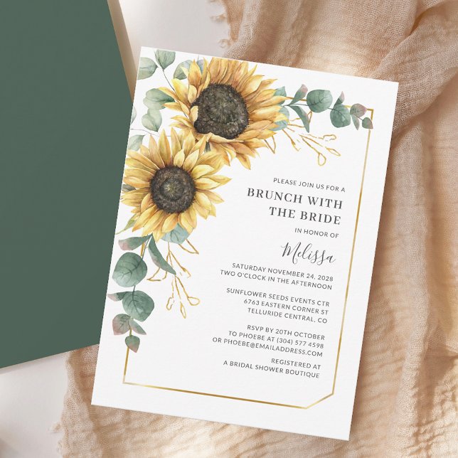Blommigt Solros Eucalyptus Brunch med Bride Inbjudningar (Brunch Sunflower Bridal Shower Invitation)