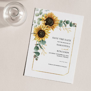 Blommigt Solros Eucalyptus Geometric Spara Datumet