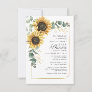 Blommigt Solros Eucalyptus Greenery Baby Shower Inbjudningar