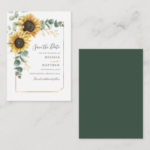 Blommigt Solros Eucalyptus Greenery Save Date Anteckningskort