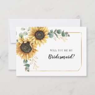 Blommigt Solros Eucalyptus ska vara mitt Bridesmai Inbjudningar