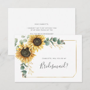 Blommigt Solros Eucalyptus ska vara mitt Bridesmai Inbjudningar
