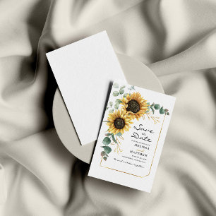 Blommigt Solros Eucalyptus Spara datum Anteckningskort