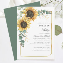 Blommigt Solros Eucalyptus Sweet 16 Party