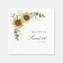 Blommigt Solros Eucalyptus Sweet 16 Party Papper