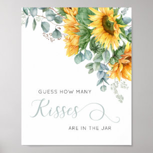 Blommigt Solros gissar hur många kisses Shower Poster