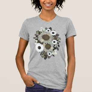 Blommigt Solros Grått T-Shirt