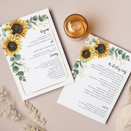 Blommigt Solros Greenery Bröllopsprogram