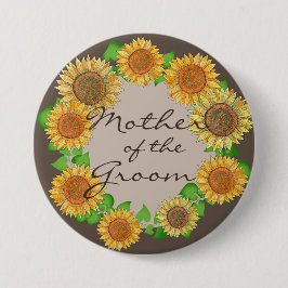 Blommigt Solros Rustic Taupe Mor i Groom Knapp