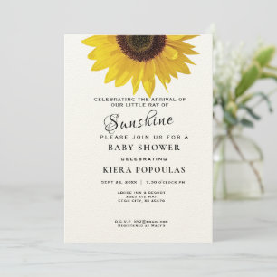 Blommigt Solroskort, Ray of Sunshine Baby Shower Inbjudningar