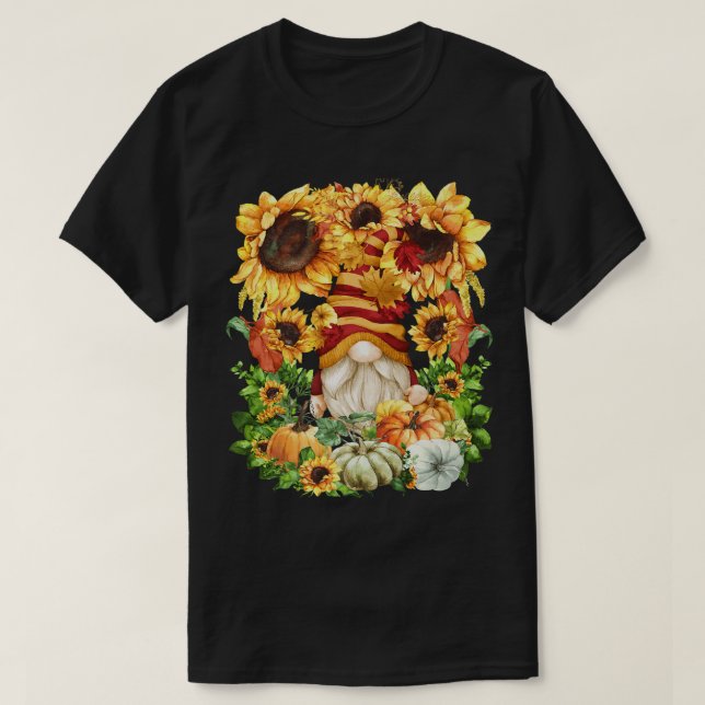 Blommigt Solrospumpkin Mönster för flickor, matsmä T Shirt (Design framsida)