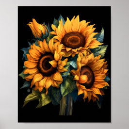 Blommigt Solrosvackert Bouquet Illustration Poster