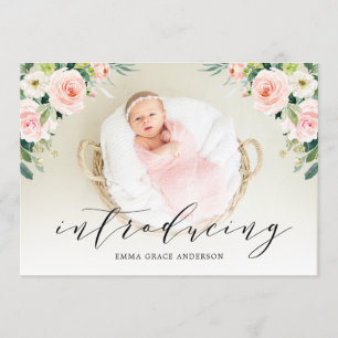 Blommigt som introducerar Flicka Tillkännagivande 