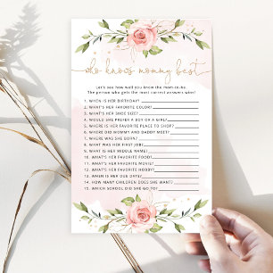 Blommigt som känner mamma bästa babyduschspel