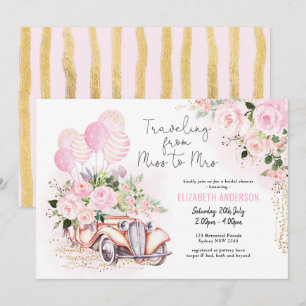 Blommigt som reser från miss till Mrs Möhippa Inbjudningar