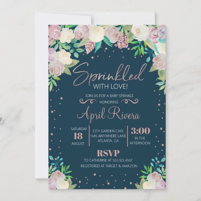 Blommigt som strilas med kärlekbaby showerinbjudan inbjudningar (Framsida)