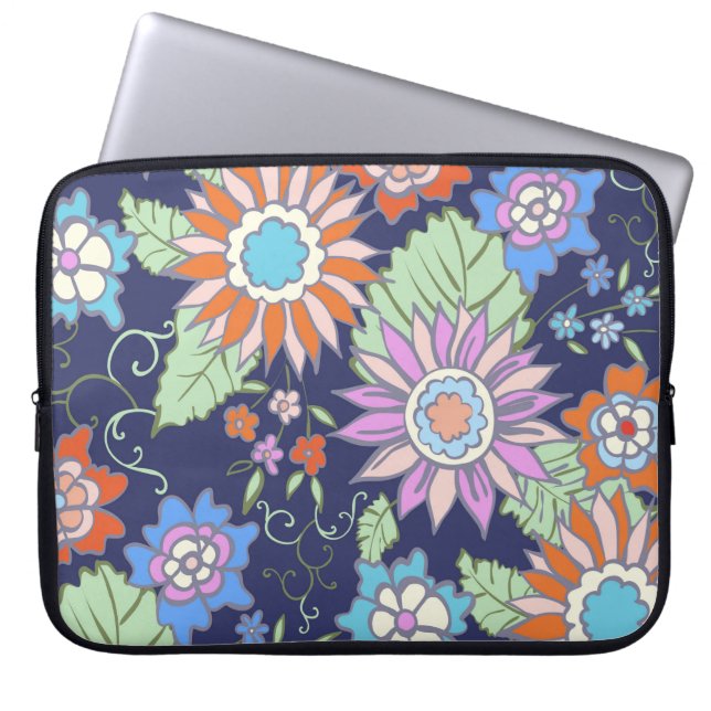 Blommigt - sömlös bakgrund mönster vår - sommar laptop fodral (Framsidan)