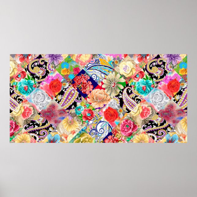 Blommigt, sömlös blomning av vita blommor Bot Poster (Framsidan)