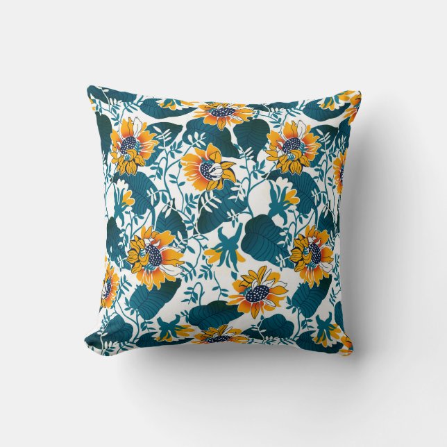 Blommigt, sömlös mönster, bakgrund i art nouveau kudde (Framsida)
