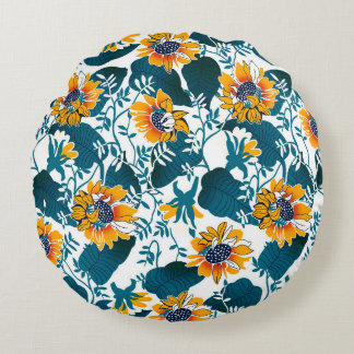 Blommigt, sömlös mönster, bakgrund i art nouveau rund kudde