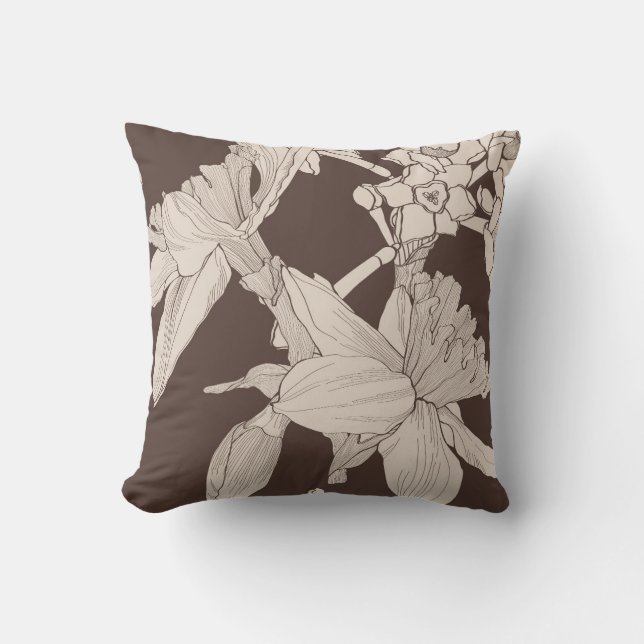 Blommigt sömlös mönster, daffodil blommor. kudde (Framsida)