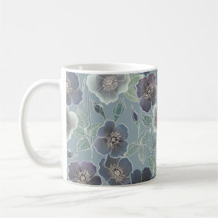 Blommigt sömlös mönster. Flödesbakgrund. Blomster Kaffemugg