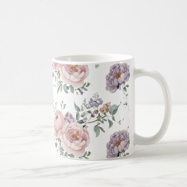 Blommigt sömlös mönster kaffemugg (Höger)