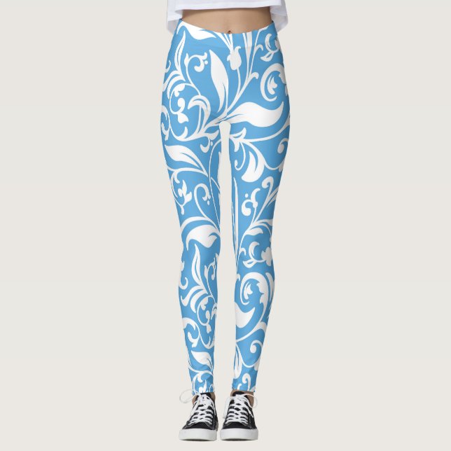 Blommigt Sömlös Mönster Leggings (Framsida)