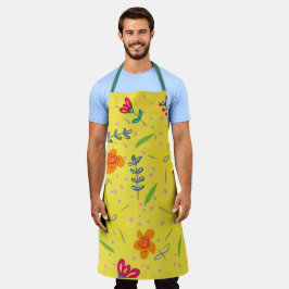 Blommigt Sömlös Mönster & Löv Apron