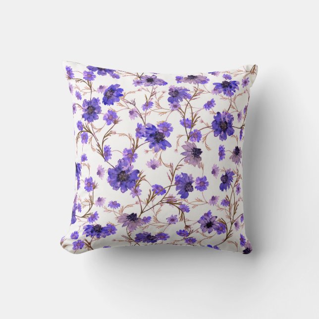 Blommigt sömlös mönster med guldblommor kudde (Framsida)