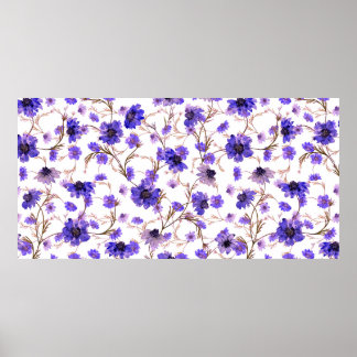 Blommigt sömlös mönster med guldblommor poster