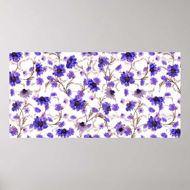 Blommigt sömlös mönster med guldblommor poster (Framsidan)