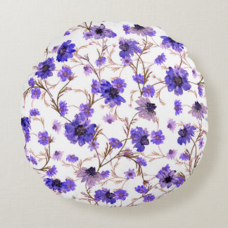 Blommigt sömlös mönster med guldblommor rund kudde