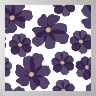 Blommigt sömlös mönster med hand plockade lila kos poster
